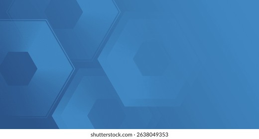Modern dark blue gradient background featuring a hexagon line. Ideal as a sophisticated backdrop for various abstract modern design art