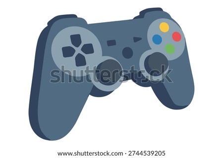 Modern dark blue joystick gaming accessory side view perspective digital entertainment hardware input device element