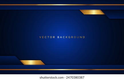 modern dark blue luxury with gold lines premium banner background