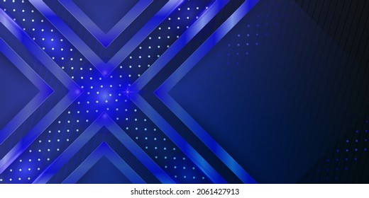 Modern dark blue metallic abstract 3d background with dynamic overlap layers and light decoration