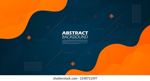 Modern dark blue orange geometric business banner design. creative banner design with wave shapes and lines for template. Simple horizontal banner. Eps10 vector