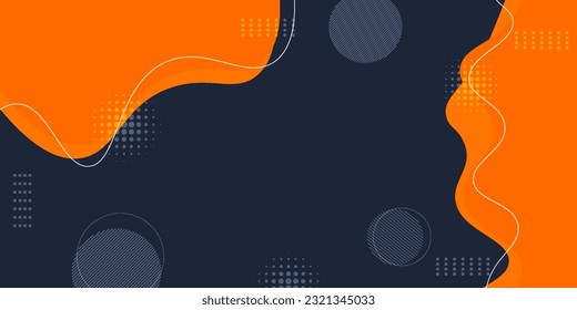 Modern dark blue orange geometric business banner design. creative banner design with wave shapes and lines for template. Simple horizontal banner. Eps10 vector