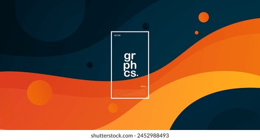 Modern dark blue and orange geometric business banner design. creative banner design with wave shapes and lines for template. Simple horizontal banner. Eps10 vector