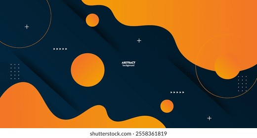 Modern dark blue orange geometric business banner design. Creative banner design with wave shape and line as template. Simple horizontal banner. Eps10