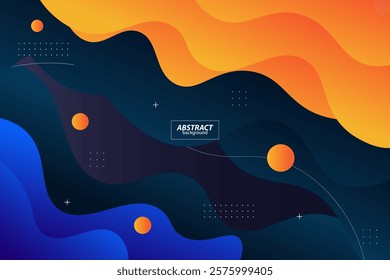 Modern dark blue and orange geometric business banner design. Creative banner design with wave and line shape as template. Simple horizontal banner. Vector Eps10