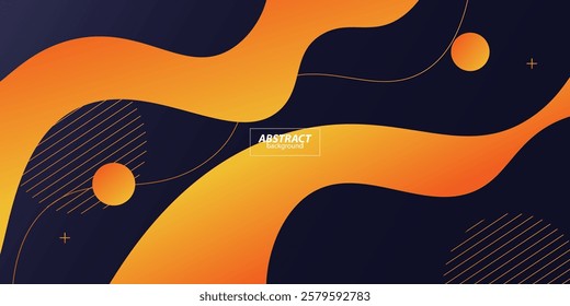 Modern dark blue and orange geometric business banner design. creative banner design with wave shapes and lines for template. Simple horizontal banner. Eps10 vector