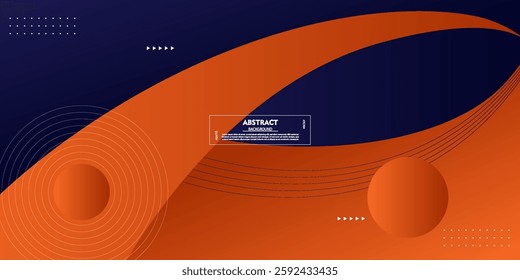 Modern dark blue and orange geometric business banner design. Creative banner design with wave and circle shape as template. Simple horizontal banner. Vector Eps10