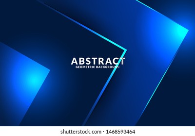 Modern dark blue overlap geometric shape technology background