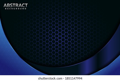 Modern dark blue with overlap layer texture background design.