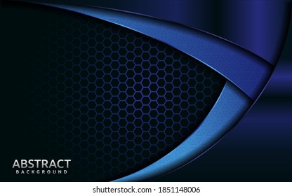 Modern dark blue with overlap layer texture background design.