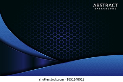Modern dark blue with overlap layer texture background design.