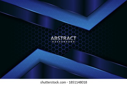 Modern dark blue with overlap layer texture background design.