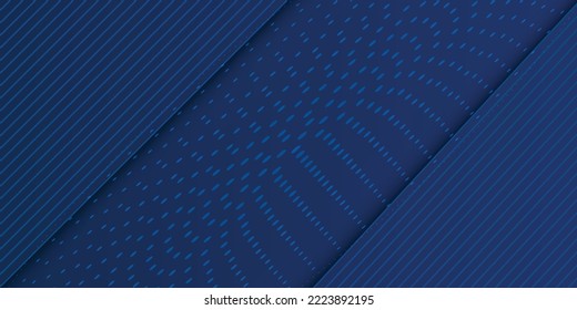 Modern dark blue paper background with dark layered line triangle texture on elegant website or modern pattern textured paper design