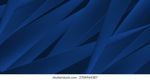 Modern dark blue paper background with dark 3d layered line triangle texture in elegant website or textured paper design
