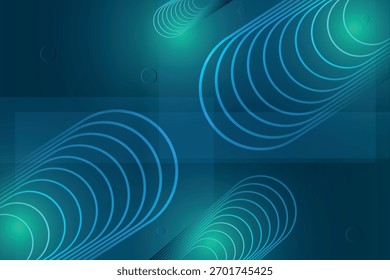 Fondo abstracto moderno, azul oscuro y verde azulado con líneas de círculo concéntricas futuristas y luz brillante sutil. Ideal para tecnología, datos o conceptos de red.