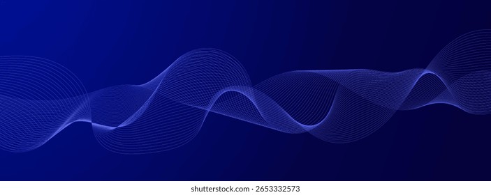 Fondo azul oscuro moderno de la onda con los Gradientes lisos, perfecto para los Anuncios digitales, los carteles profesionales, o la marca de la compañía de la tecnología.