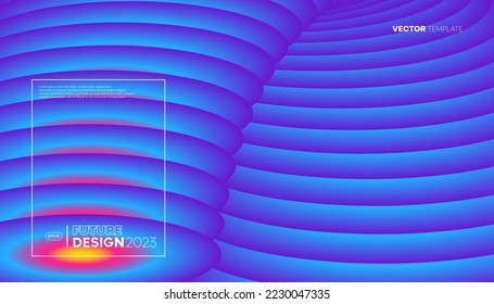 Modern dark blue wavy lines design. Minimal geometric shape composition background. Presentation template. Vector, 2023