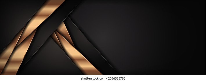 Modern Dark Brown and Golden Lines Combination Background Design with Overlap Layer Textured Style Concept.