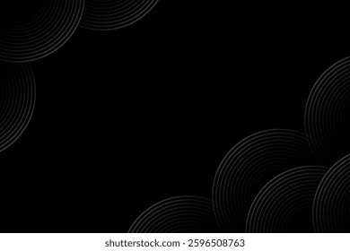 Modern Dark Circle Background. Abstract Business Banner. Technology Wallpaper. Illustration