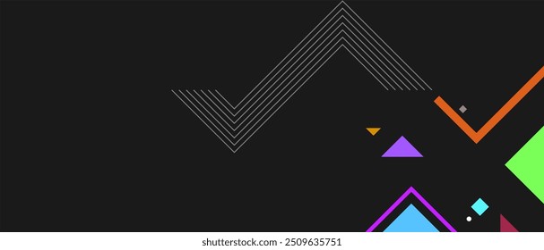 Modern dark colorful banner with geometric shapes, geometry graphics and abstract background vector set.