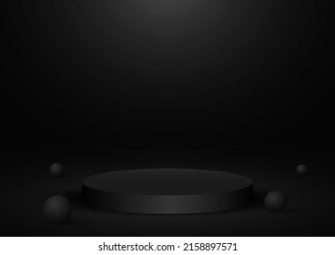 Modern dark empty pedestal scene for product display vector illustration.