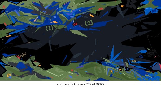Modern Dark Futuristic Mecha Gundam Cyberpunk Style Colorful Abstract Urban Street Art Graffiti Vector Illustration Template Background