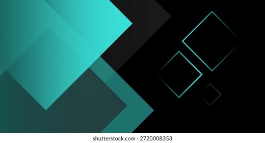 Fondo abstracto verde oscuro moderno con rectángulos redondeados superpuestos con gradiente 