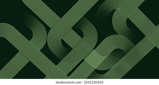 Modern dark green abstract horizontal banner background with glowing geometric lines. Shiny green diagonal rounded lines pattern. Futuristic concept. - Powered by Shutterstock - Get 15% off with code: PIKWIZARD15