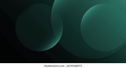 Fondo verde oscuro moderno con Formas circulares superpuestas. El fondo es liso y degradado. Fondo de gradiente de Vector de círculos abstractos mínimos.Eps 10