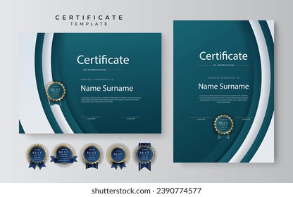 Modern dark green business certificate template