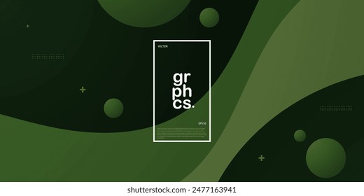 Modern dark green geometric business banner design. Creative banner design with wave shapes and lines for template. Simple horizontal banner. Eps10 vector