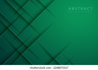 modern dark green gradient paper cut abstract background