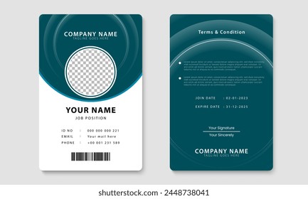 Modern dark green identity card design template. Employee ID card design. Vector