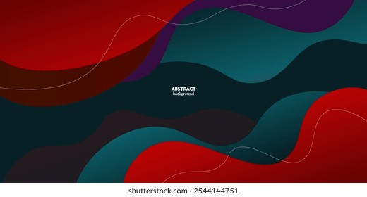 Modern dark green and red geometric business banner design. Creative banner design with wave and line shape as template. Simple horizontal banner. Eps10