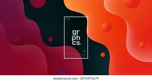 Modern dark green, red, and orange geometric business banner wave design. Creative banner design with wave shapes for template. Simple horizontal banner. Eps10 vector