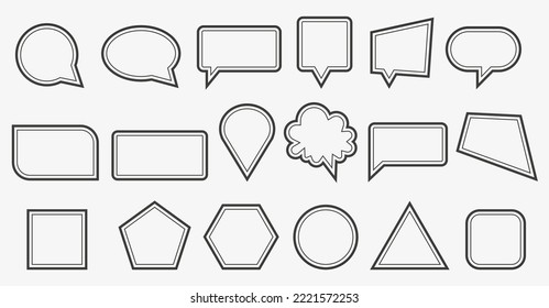 Colección moderna de banners de comentarios de color gris oscuro.Conjunto de banners de comentarios