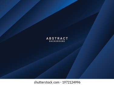Modern dark luxury blue paper background with 3d layered line triangle texture for website, business card design. Vector illustration