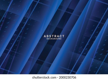 Modern dark luxury blue paper background with 3d layered line triangle texture for website, business card design. Vector illustration