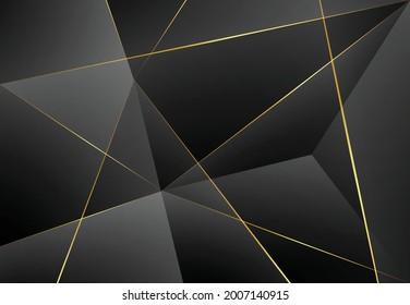 Modern dark luxury gray paper background with 3d layered line triangle texture for website, business card design. Vector illustration