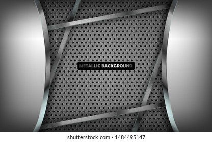 Modern dark metallic background overlap layer with abstract style for design template. Vector illustration.