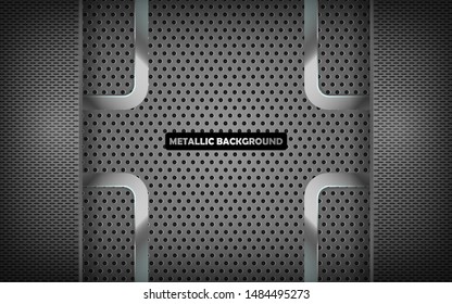 Modern dark metallic background overlap layer with abstract style for design template. Vector illustration.