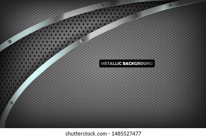 Modern dark metallic background overlap layer with abstract style for design template. Vector illustration.