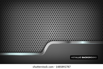 Modern dark metallic background overlap layer with abstract style for design template. Vector illustration.