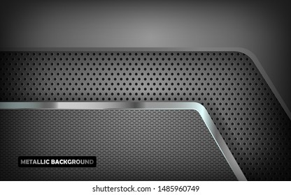 Modern dark metallic background overlap layer with abstract style for design template. Vector illustration.