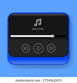 Interface de interface de usuário moderna do player de música escura com controles limpos e design de layout mínimo
