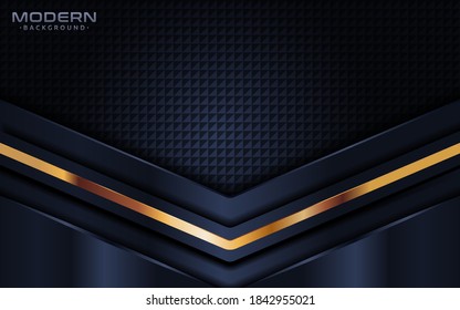Modern dark navy background with abstract shape and golden lines element.