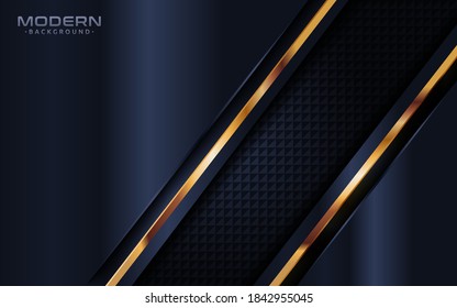 Modern dark navy background with abstract shape and golden lines element.