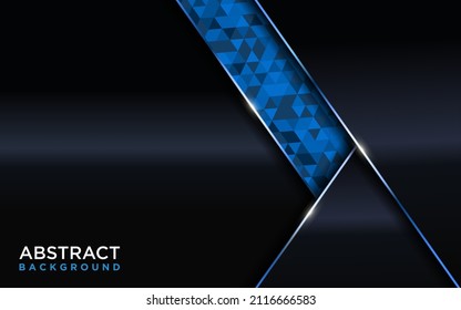 Modern Dark Navy Background Design Combined with Shinny Metallic Blue and Polygon Element.