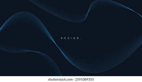 Modern dark navy background with vibrant blue wave patterns flowing gracefully, Abstract and futuristic, ideal for banners, wallpapers, or tech projects.