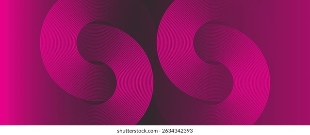 Modern dark pink abstract horizontal banner background with glowing geometric lines.Suitable for covers, brochures, presentations, flyers. vector.